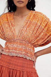 Free People Next Vacation Blouse Cropped Top S