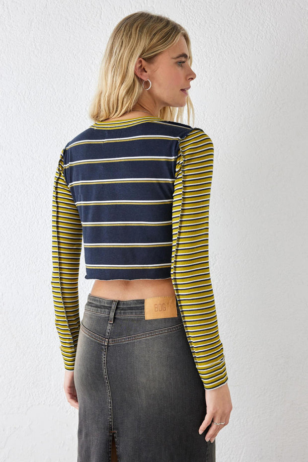BDG Urban Outfitters Seb Spliced Stripe Tee Cropped Top M