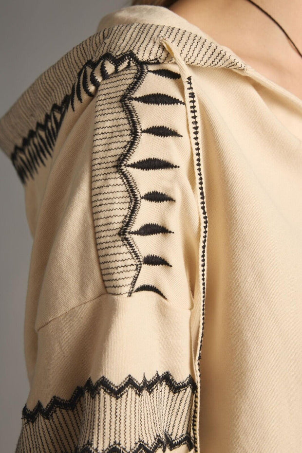 By Anthropologie Embroidered Hoodie Top XS