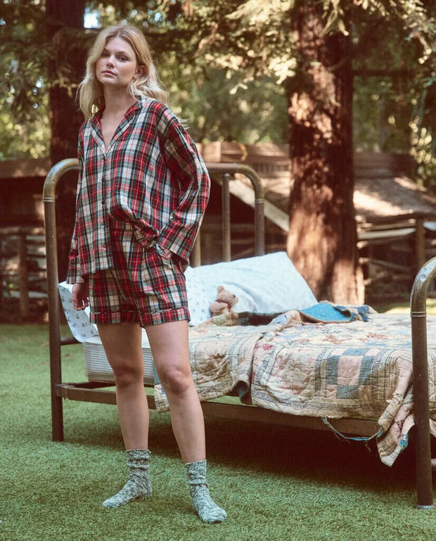 The Great Buttondown Cotton Check Collared Flannel Plaid Shirt Top XS-0