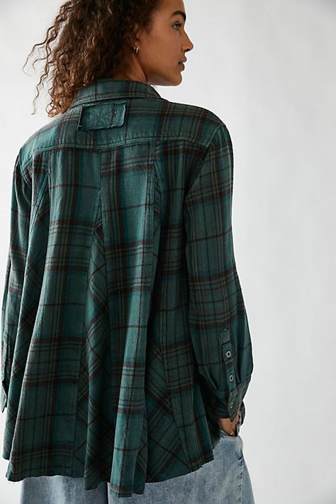 Free People We The Free Kalli Plaid Buttondown Shirt Tunic Top S