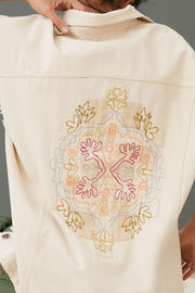 Pilcro Anthropologie Embroidered Denim Vest Jacket Top L
