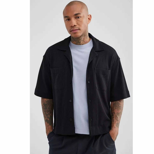 Urban Outfitters UO Standard Cloth Logan Ribbed Cropped Shirt Men's