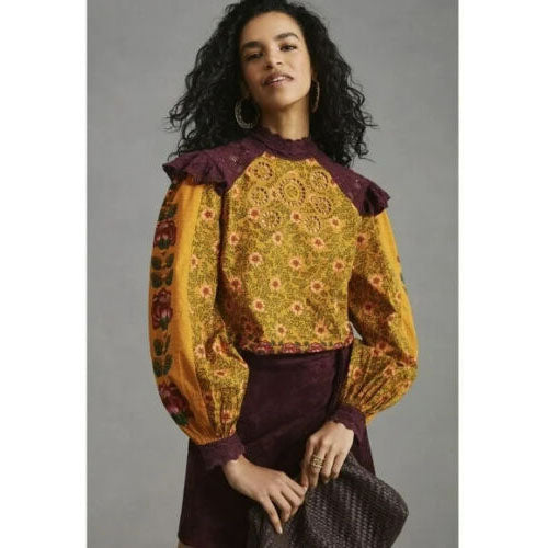 Farm Rio Anthropologie Floral Printed Top XS