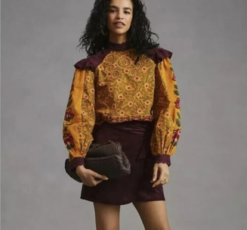 Farm Rio Anthropologie Floral Printed Top XS