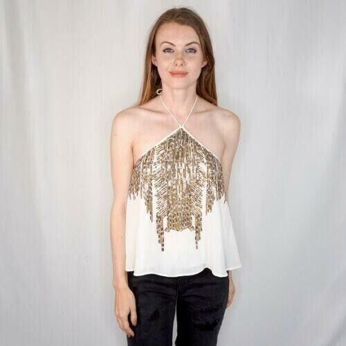 Free People Smoke Screen Tank Sequin Embellished Blouse Top XS