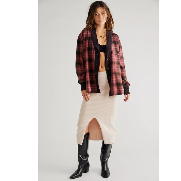 Free People We The Free Cardi Plaid Shirt Tunic Top XS