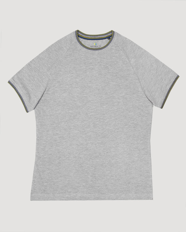 Larsson & Co Grey Melange Rib Solid Men's T-Shirt XL