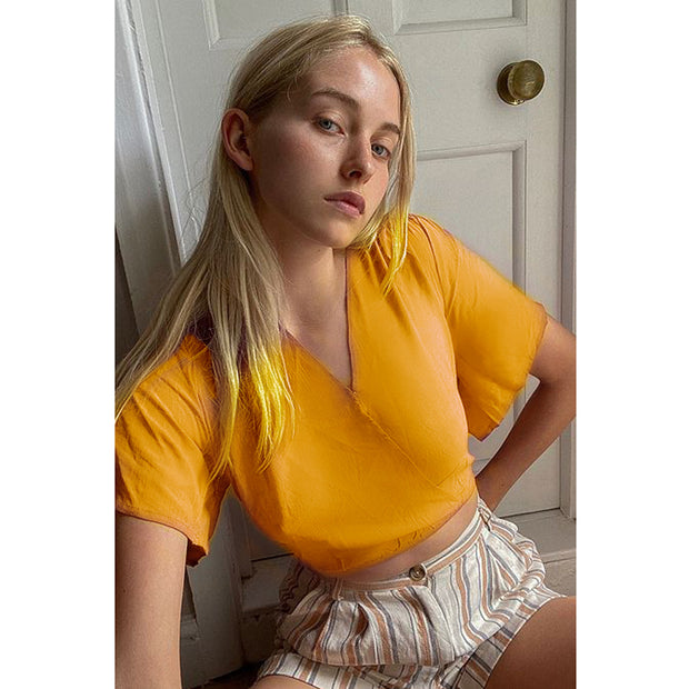 Urban Outfitters UO Kendra Surplice Cropped Blouse Top M