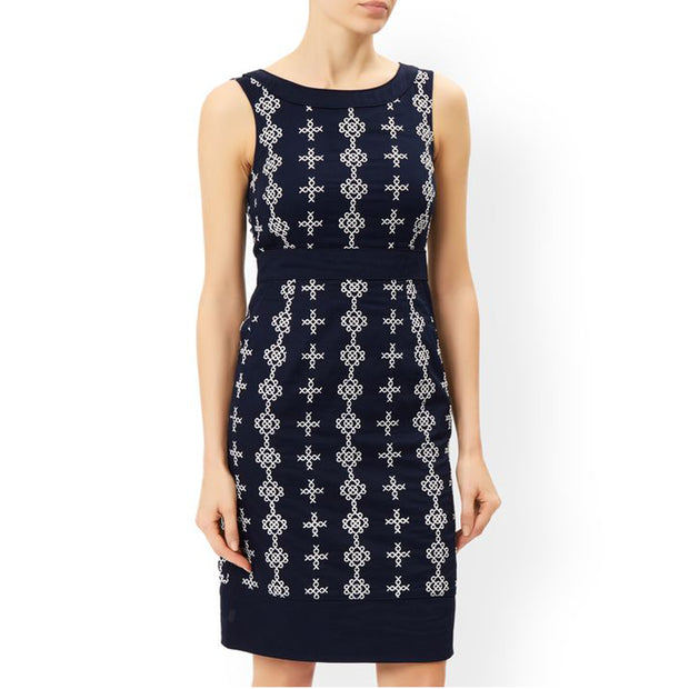 Monsoon Embroidered Navy Dress