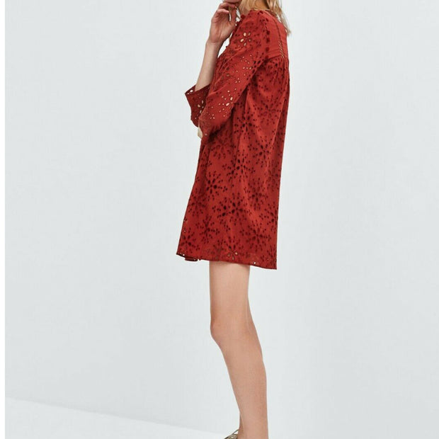 Zara Trafaluc Embroidered With Pom Pom Dress