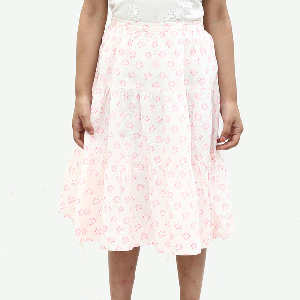 Bonpoint Jupe Floral Printed Tiered Skirt 3-4 Years