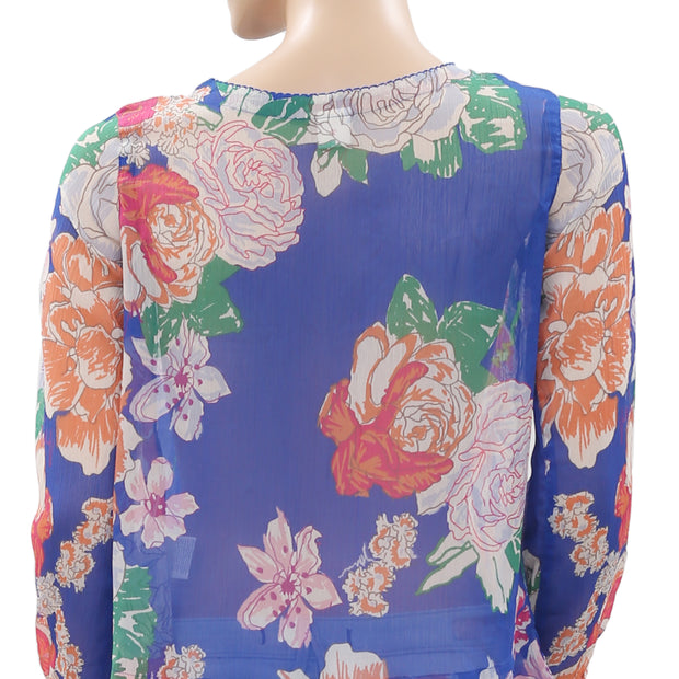 S Oliver Floral Printed Blouse Sheer Top S