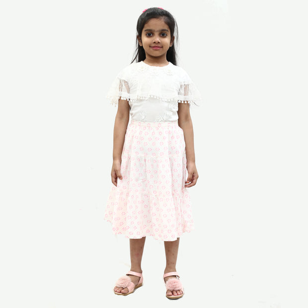 Bonpoint Jupe Floral Printed Tiered Skirt 3-4 Years