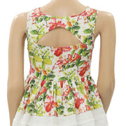 Anthropologie Floral Printed Tunic Top Babydoll Cotton XXS