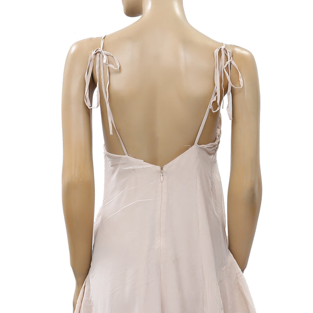 ULLA JOHNSON Emilia Lace-Trimmed Ruffled Silk Tunic Dress