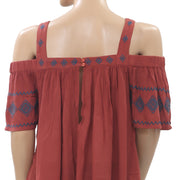 Staring At Stars Embroidered Brick Blouse Top M