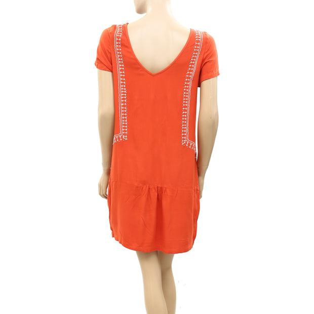 Victor B Floral Embroidered Beaded Shift Mini Dress S 1
