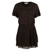 IRO Naelle Black Lace Printed Tiered Mini Dress S