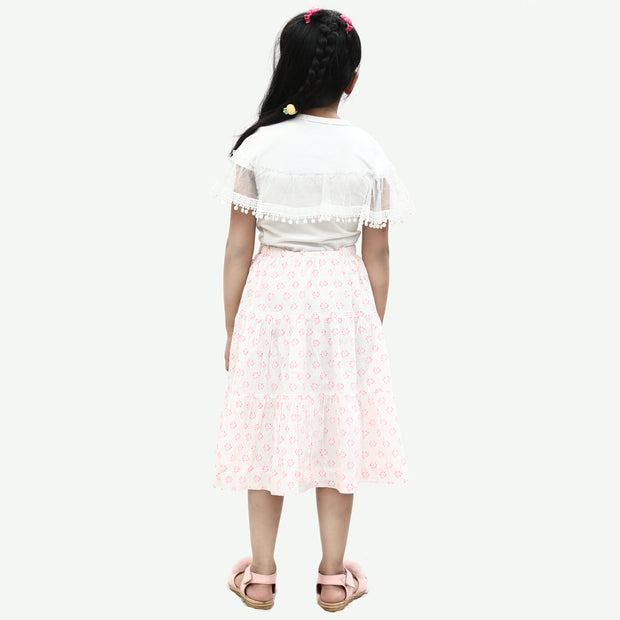 Bonpoint Jupe Floral Printed Tiered Skirt 3-4 Years