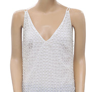 Asos Design Pearl Beaded Embellished Tank V Neck Blouse Top