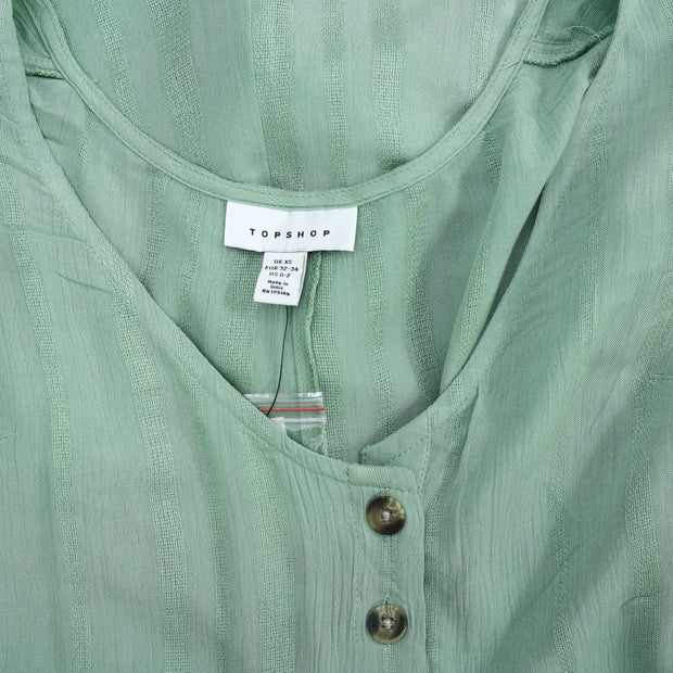 Topshop Button Green Romper Dress XS0-2