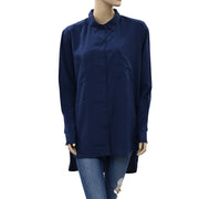 Envii Buttondown Solid Tunic Shirt Top  M
