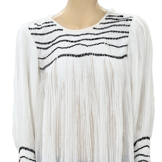 Reiss Off White Deniz-Sequin Pleated Blouse Top M-8