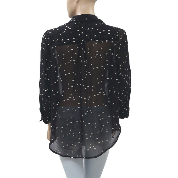 ALL SAINTS Mariana Hearts Embroidered Shirt Top