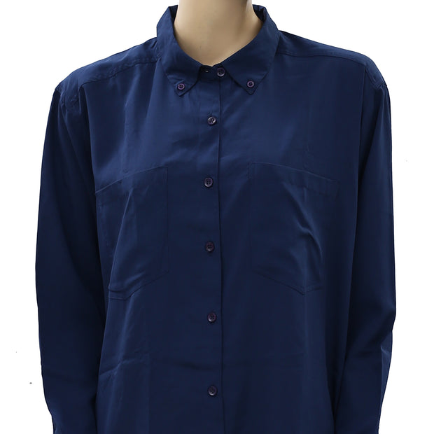 Envii Buttondown Solid Tunic Shirt Top  M