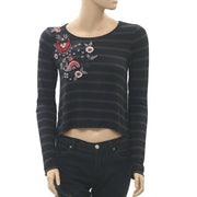 Caite Anthropologie Floral Embroidered Crop Top XXS