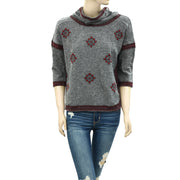 Lucky Lotus Brand California Embroidered Sweater Pullover Top