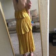 Asos Halter Tiered Yellow Maxi Dress XS-0