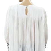 Reiss Off White Deniz-Sequin Pleated Blouse Top M-8