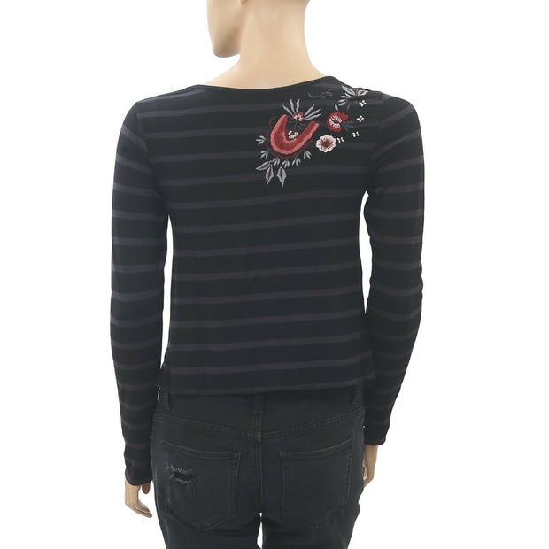 Caite Anthropologie Floral Embroidered Crop Top XXS