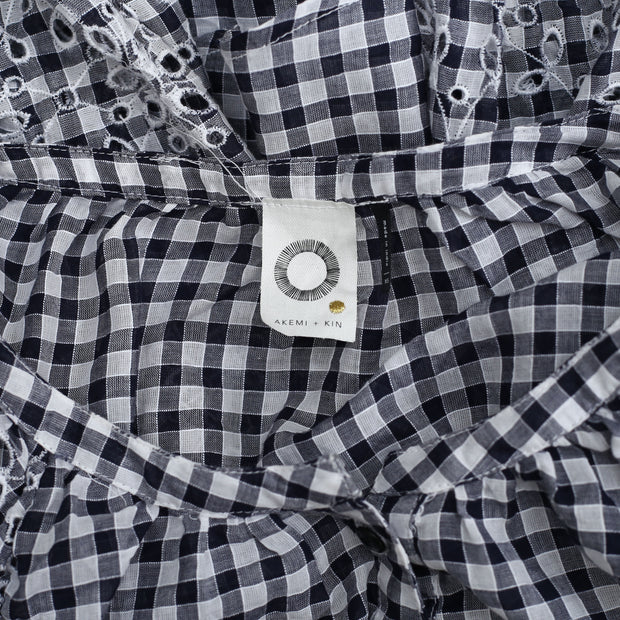 Akemi + Kin Anthropologie Presley Gingham Check Blouse Top XS