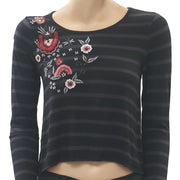 Caite Anthropologie Floral Embroidered Crop Top XXS