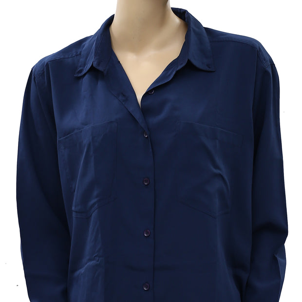 Envii Buttondown Solid Tunic Shirt Top  M
