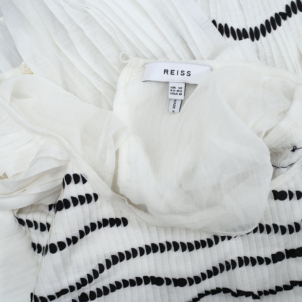 Reiss Off White Deniz-Sequin Pleated Blouse Top M-8