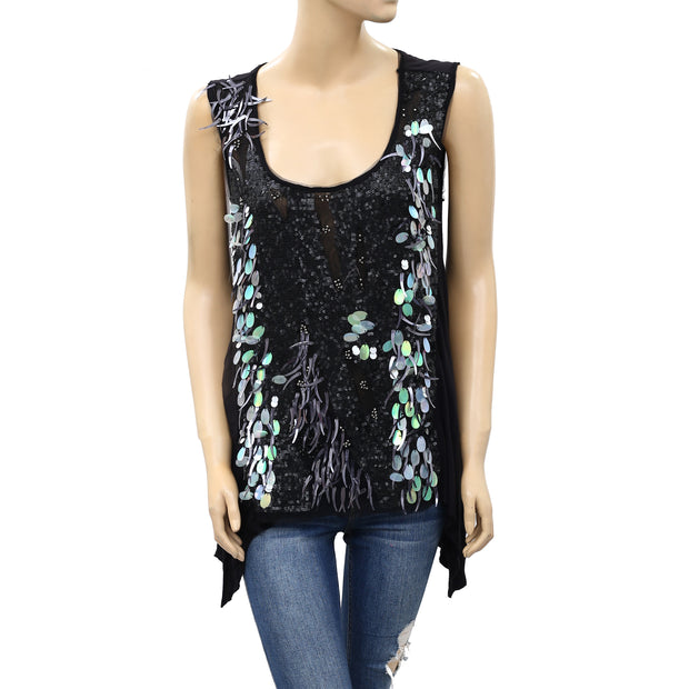 Fonarina Sequin Embellished Blouse Top M