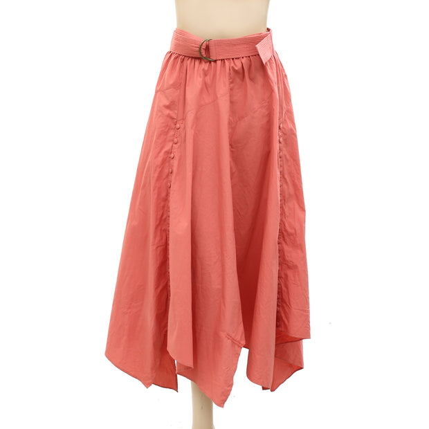 Ulla Johnson Buttondown Asymmetrical Midi Skirt XS