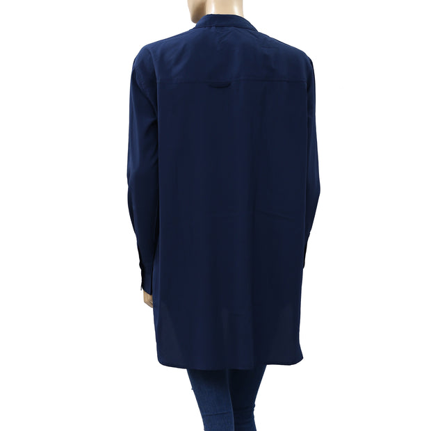 Envii Buttondown Solid Tunic Shirt Top  M
