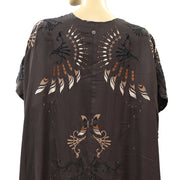 Odd Molly Anthropologie Kimono Rosa Embroidered Coverup Maxi Top S 1