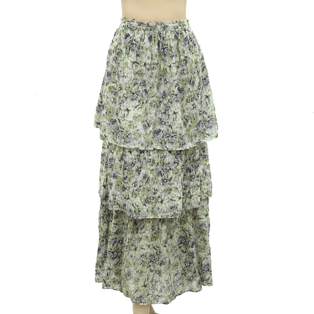 HappyxNature Kate Hudson Floral Printed Ruffle Maxi Skirt M