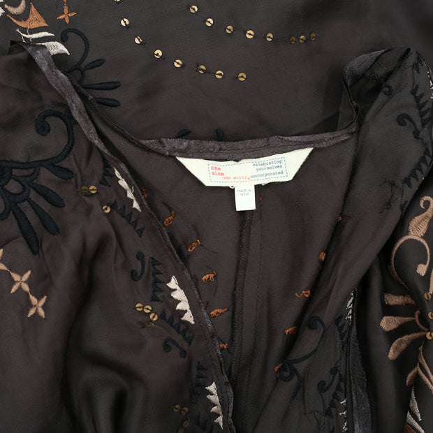 Odd Molly Anthropologie Kimono Rosa Embroidered Coverup Maxi Top S 1