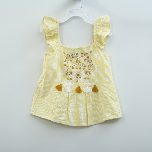 White Chocolate Kids Girls Striped Trapeze Top 3-4 Year