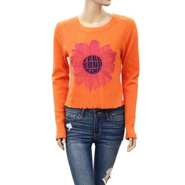 Urban Outfitters UO Shawni Free Your Mind Thermal Tee Cropped Top