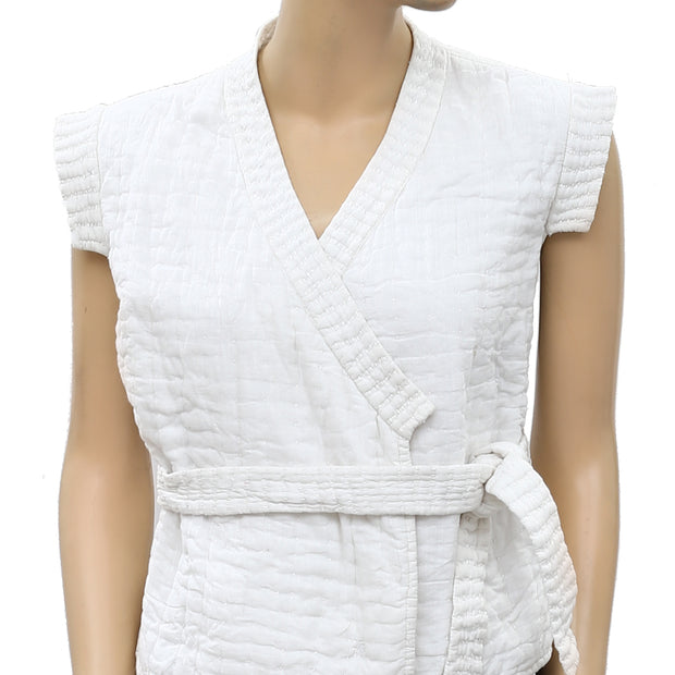 IRO White Thread Embroidered White Coverup Blouse Top S