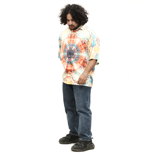 ASOS DESIGN Men's Boxy Kaleidoscope Floral Printed Shirt XL