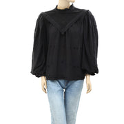 Anthropologie Eyelet Embroidered Blouse Top M US8